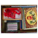 Large Assortment of Holiday Cards, Gift Boxes, and Candy Cane Pens