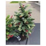 Set of 3 Pre-Lit Miniature Artificial Christmas Trees with Berries and Pinecones