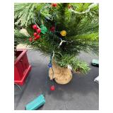 Set of 3 Pre-Lit Miniature Artificial Christmas Trees with Berries and Pinecones