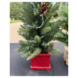 Set of 3 Pre-Lit Miniature Artificial Christmas Trees with Berries and Pinecones