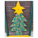 Colorful Wooden Christmas Tree Wall Art with Star - 36 Inches Tall
