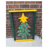 Colorful Wooden Christmas Tree Wall Art with Star - 36 Inches Tall