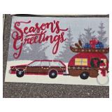 Set of 2 St. Nicholas Square Holiday Door Mats with Thermometer and Decorative Suncatcher