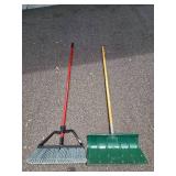 Assorted Garden Tools and Decorative Outdoor Gourd