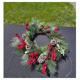 Artificial Pine Tree with Burlap Base and Decorative Holiday Wreath