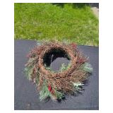 Artificial Pine Tree with Burlap Base and Decorative Holiday Wreath