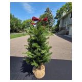 Artificial Pine Tree with Burlap Base and Decorative Holiday Wreath