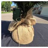Artificial Pine Tree with Burlap Base and Decorative Holiday Wreath