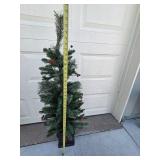 Pair of 3.5-Foot Pre-Lit Artificial Christmas Pine Trees with Decorative Base
