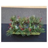 Holiday Table Centerpieces with Pine and Berry Decorations