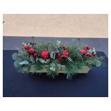 Holiday Table Centerpieces with Pine and Berry Decorations