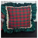 Set of Holiday Decor Items Including Teddy Bear and Christmas Pillows