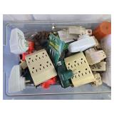 Collection of Electrical Adapters, Power Strip, and Fuses