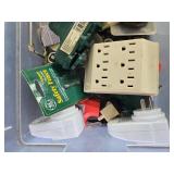 Collection of Electrical Adapters, Power Strip, and Fuses