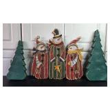 Collection of Holiday Decor Including Snowmen and Christmas Trees