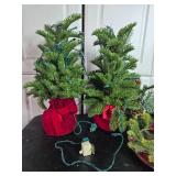 Collection of Holiday/Winter Decorations including Faux Greenery and Ornaments