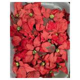 Set of 4 Artificial Poinsettia Plants with Green Wrap