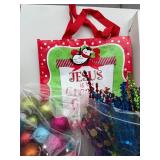 Assorted Holiday Decorations Collection with Ornaments and Stocking