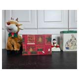 Christmas Holiday Decor Collection Including Nativity Candleholder and Animated Reindeer