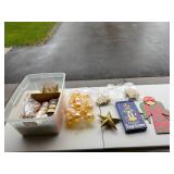 Holiday Decoration Collection with Ribbons, Ornaments, and Angel Chimes