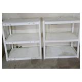 Set of 2 White Plastic 3-Shelf Storage Units