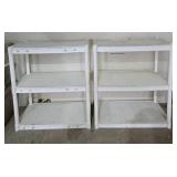 Set of 2 White Plastic 3-Shelf Storage Units