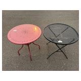 Set of 2 Outdoor Metal Tables - Black Mesh & Red Steel Designs