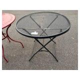 Set of 2 Outdoor Metal Tables - Black Mesh & Red Steel Designs