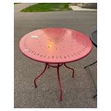 Set of 2 Outdoor Metal Tables - Black Mesh & Red Steel Designs