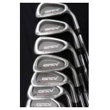 SET OF GOLF CLUBS W/ LEATHER GOLF BAG