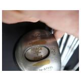 SET OF GOLF CLUBS W/ LEATHER GOLF BAG