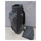 SET OF GOLF CLUBS W/ LEATHER GOLF BAG