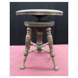 ANTIQUE ? / VINTAGE? GLASS BALL CLAW FOOT STOOL