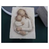 GLASS CANDLE STICK HOLDERS AND ASSORTED WILLOW TREE FIGURINES