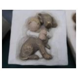 GLASS CANDLE STICK HOLDERS AND ASSORTED WILLOW TREE FIGURINES