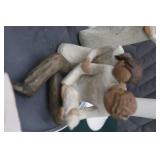 GLASS CANDLE STICK HOLDERS AND ASSORTED WILLOW TREE FIGURINES