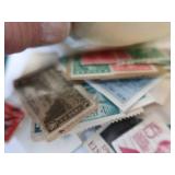 LARGE VINTAGE STAMP COLLECTION + POSTCARDS AND ART
