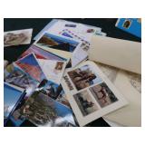LARGE VINTAGE STAMP COLLECTION + POSTCARDS AND ART