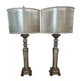 Pair of Luxurious Mirror Accented Table Lamps