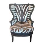 Zebra Print Wingback Club Chair