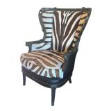 Zebra Print Wingback Club Chair