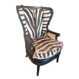 Zebra Print Wingback Club Chair