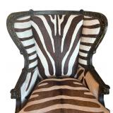 Zebra Print Wingback Club Chair