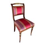 Distinctive Custom Dining Room Table with Eight Hand Carved Italian Silk Upholstered Chairs