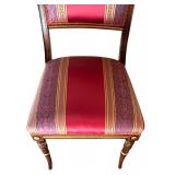 Distinctive Custom Dining Room Table with Eight Hand Carved Italian Silk Upholstered Chairs