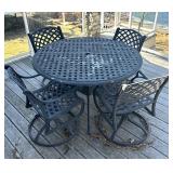 Metal Patio Table with Four Swivel Rocker Chairs