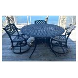 Metal Patio Table with Four Swivel Rocker Chairs