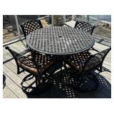 Metal Patio Table with Four Swivel Rocker Chairs