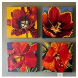 Four Vibrant Floral Original Paintings by Selina Taylor