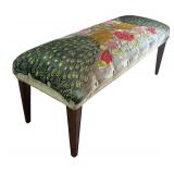 Embellished and Beaded Peacock Motif Bench